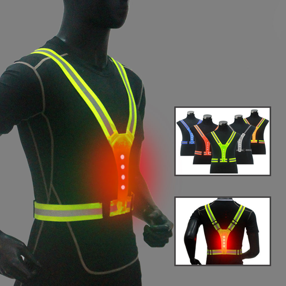 Elastic and elastic V-shaped 4LED light-emitting reflective vest
