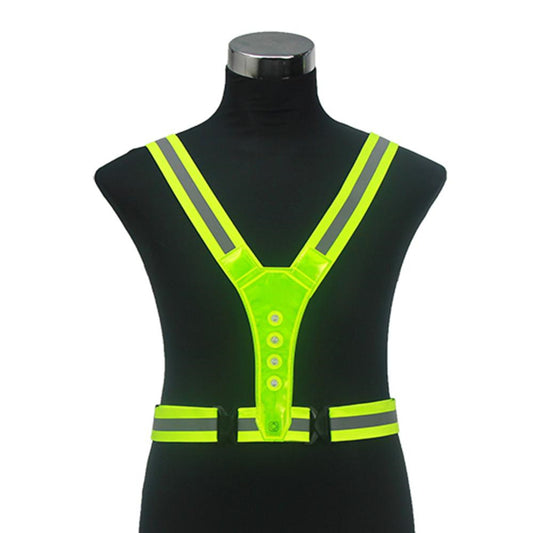 Elastic and elastic V-shaped 4LED light-emitting reflective vest